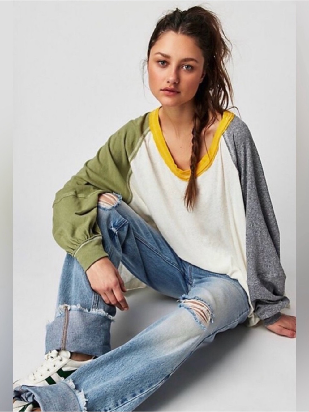 Free people / We the free / Care FP Tri Color Tee / ivory combo / xl
